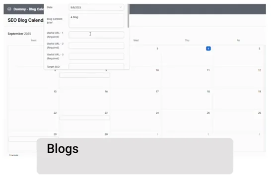 AI content calendar and blog writing tool interface